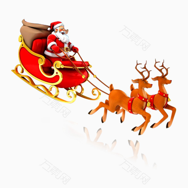 圣诞老人雪橇车送礼素材下载
