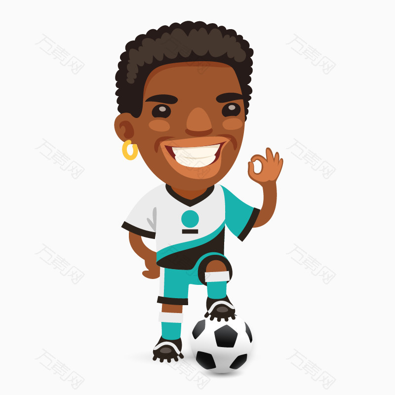 卡通手绘黑人足球运动员