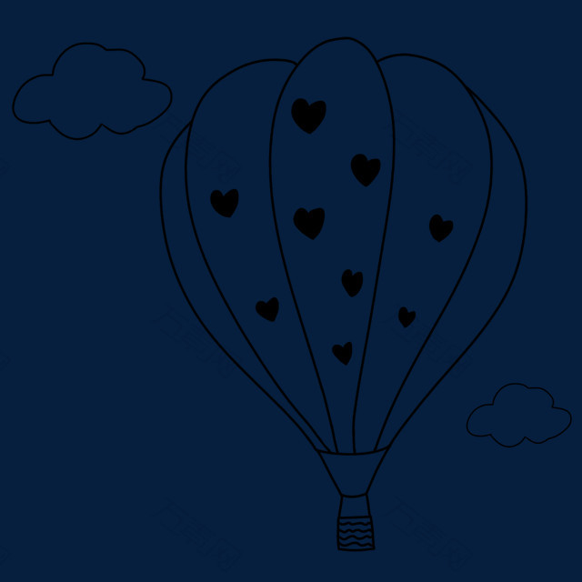 飘浮热气球手绘线稿