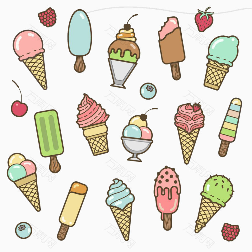 卡通水果雪糕冰淇淋背景图片