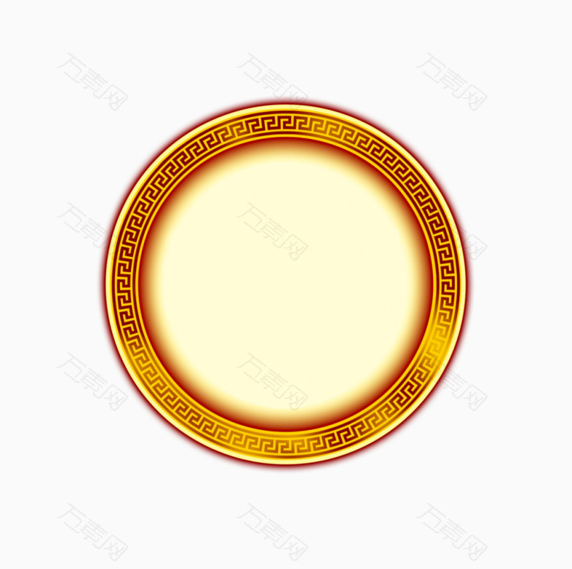 中国风黄色圆形图腾圆框
