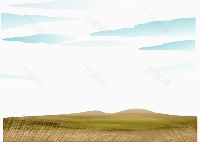 蓝天枯萎的草地背景矢量
