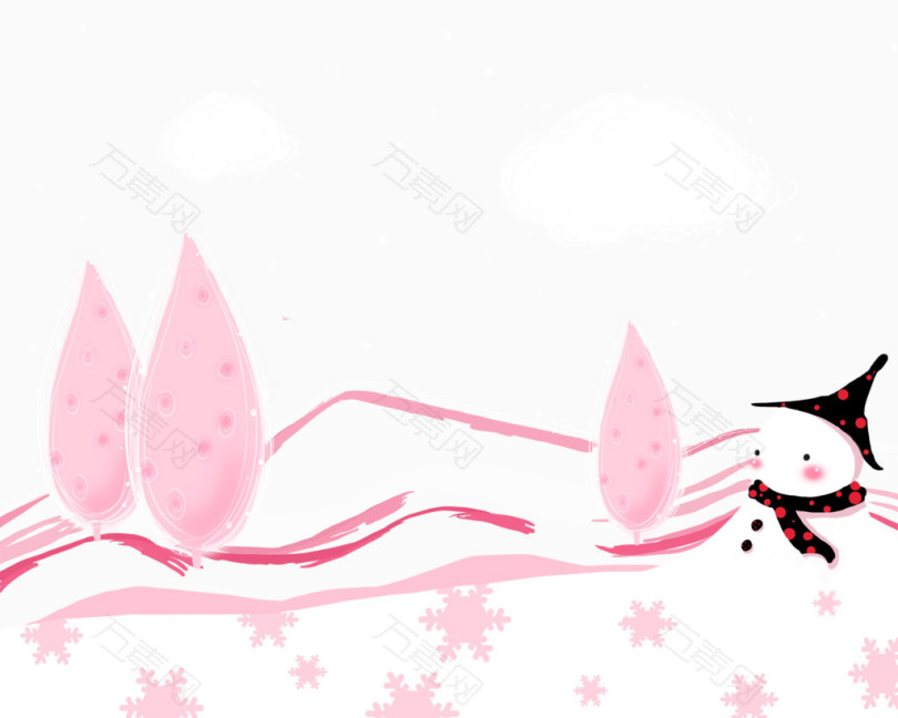 粉色可爱装饰雪人