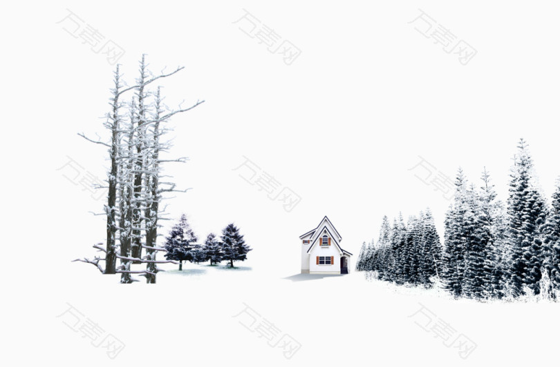 雪中树林房屋