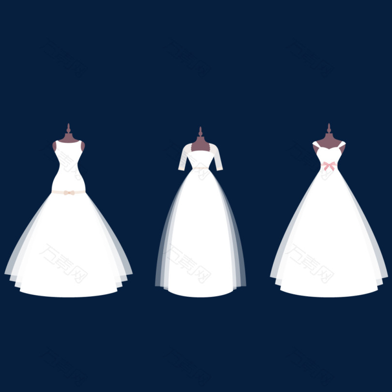 矢量三款婚纱礼服