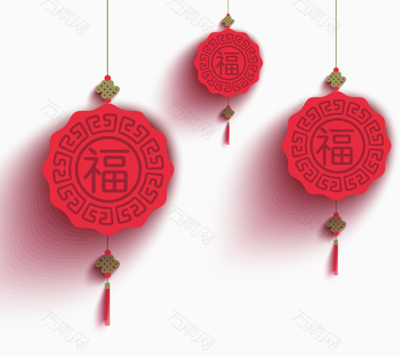 红色圆形中国结灯笼挂件