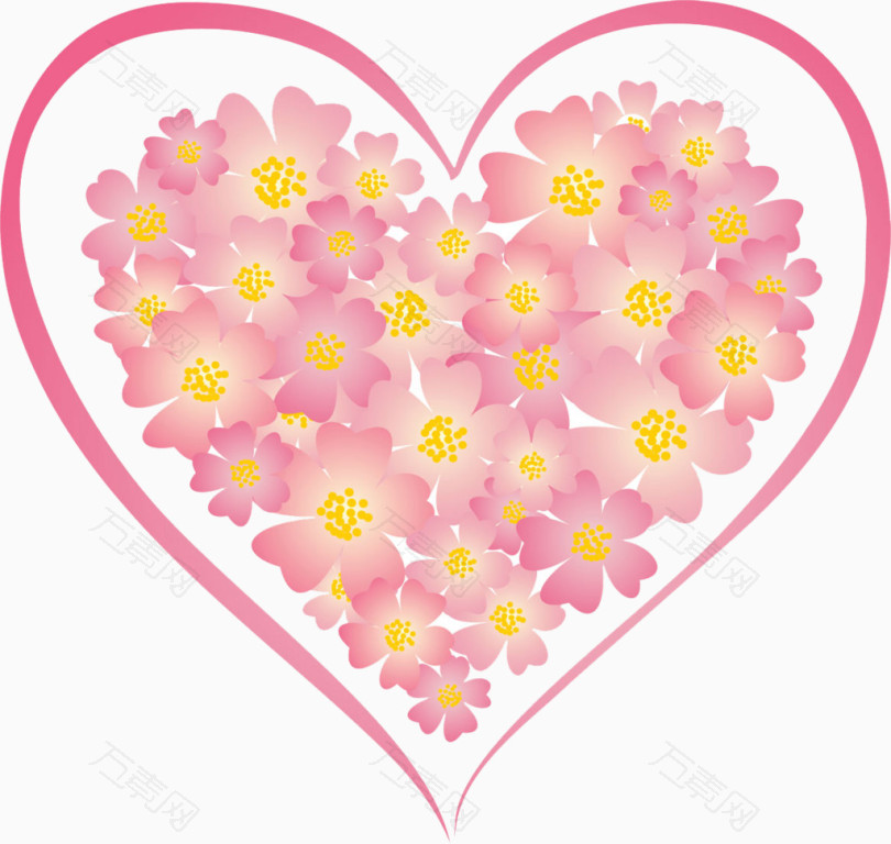 樱花花瓣组成的心形
