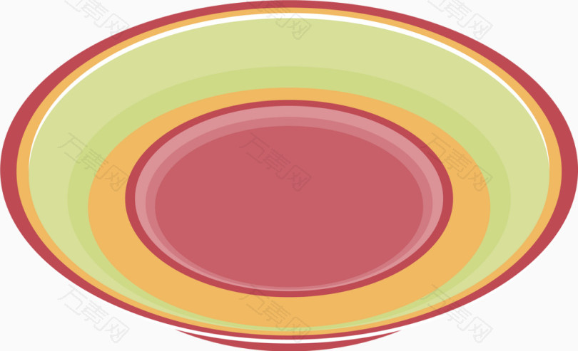矢量手绘彩色盘子