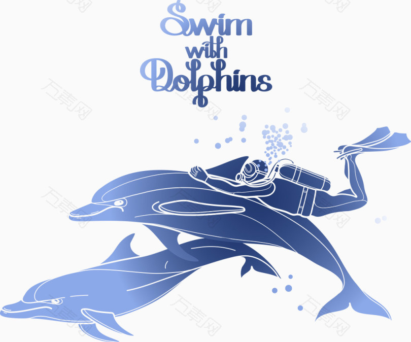 海豚和潜水员矢量