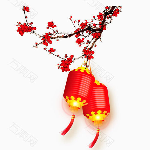 红色喜庆中国风梅花灯笼