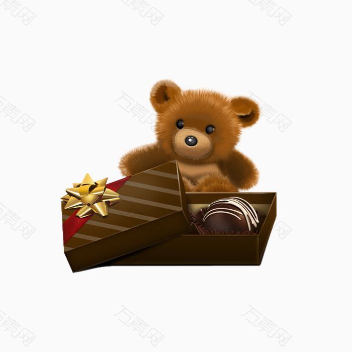 卡通可爱毛绒熊和礼物盒