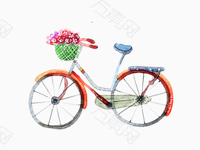 自行车鲜花手绘