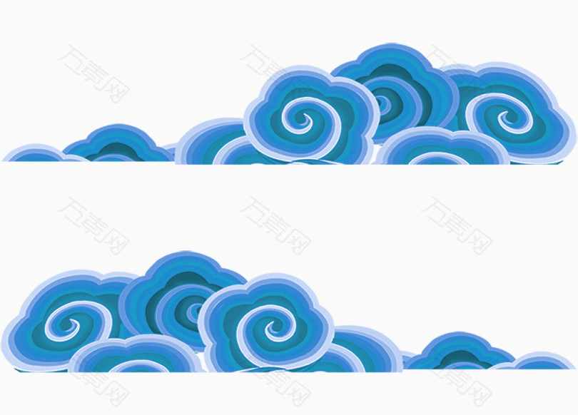 蓝色中国风海浪效果图案