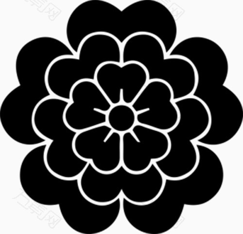 黑白花朵手绘元素
