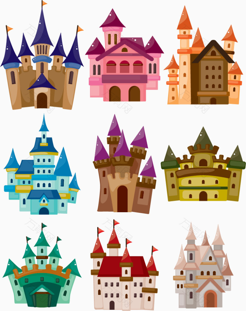 卡通欧式城堡建筑合集