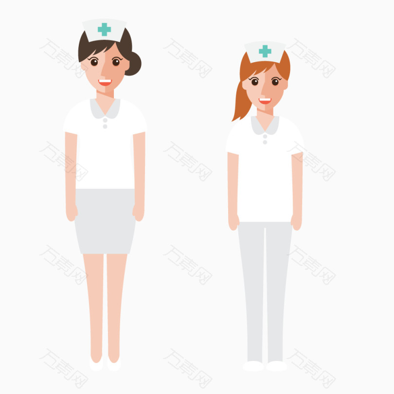 卡通手绘白色衣服女护士