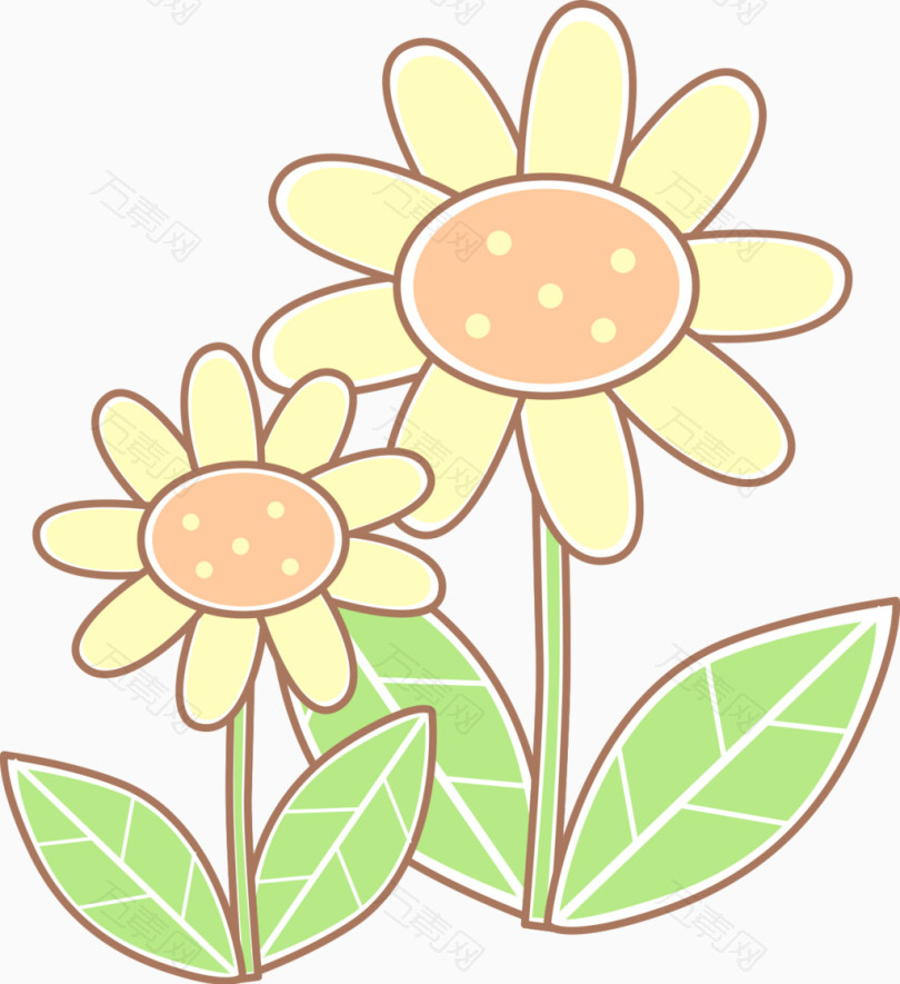 线稿手绘黄色向日葵