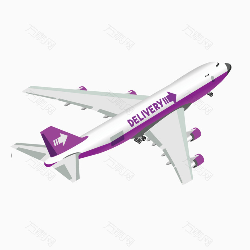 矢量紫色飞机空运