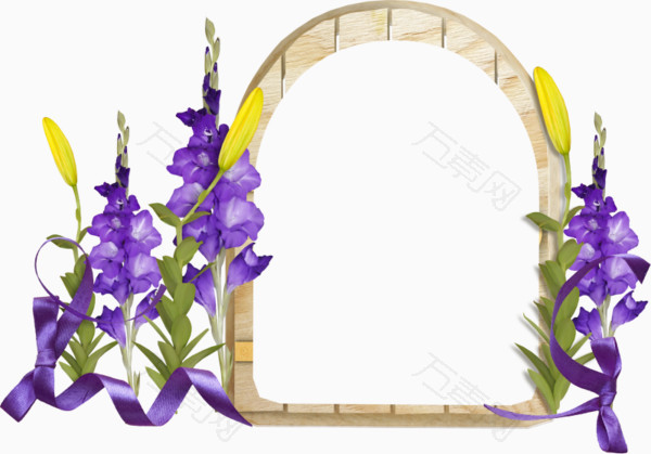 紫色丝带木质边框