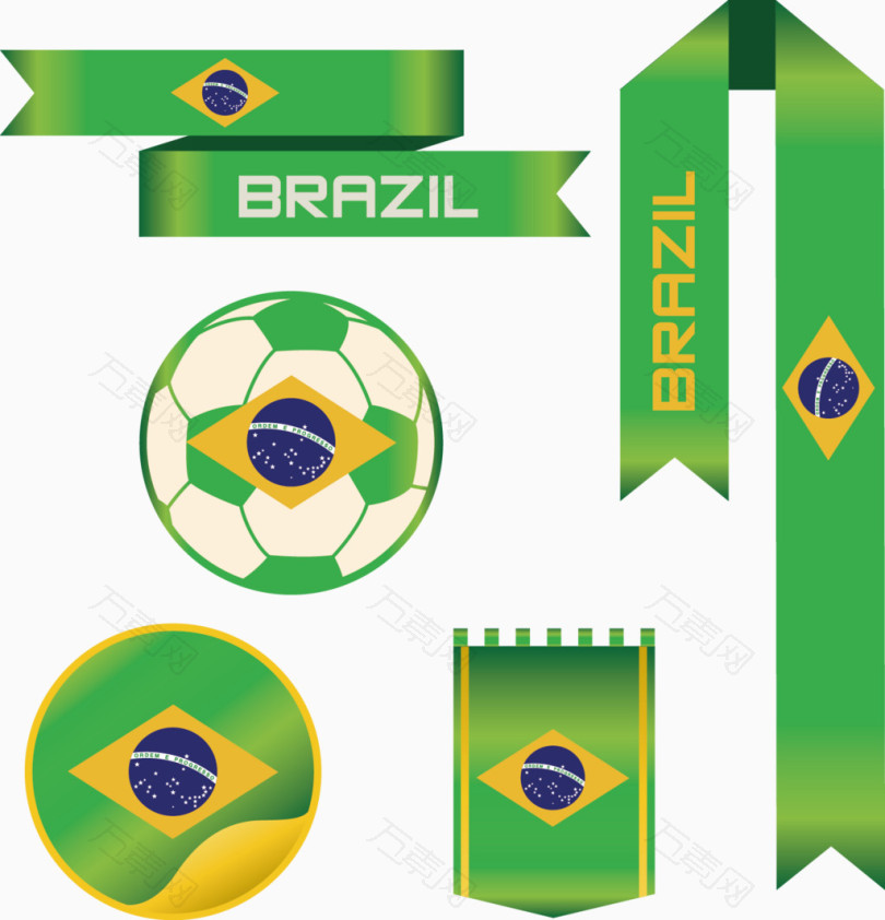 矢量手绘足球巴西