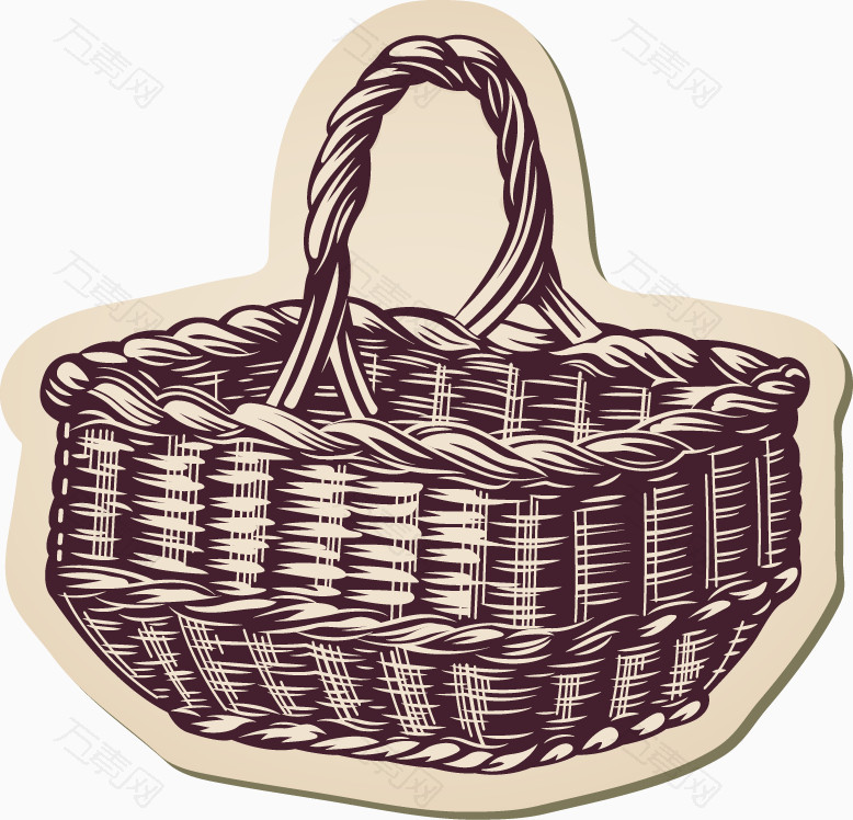 手绘矢量编织篮子图案