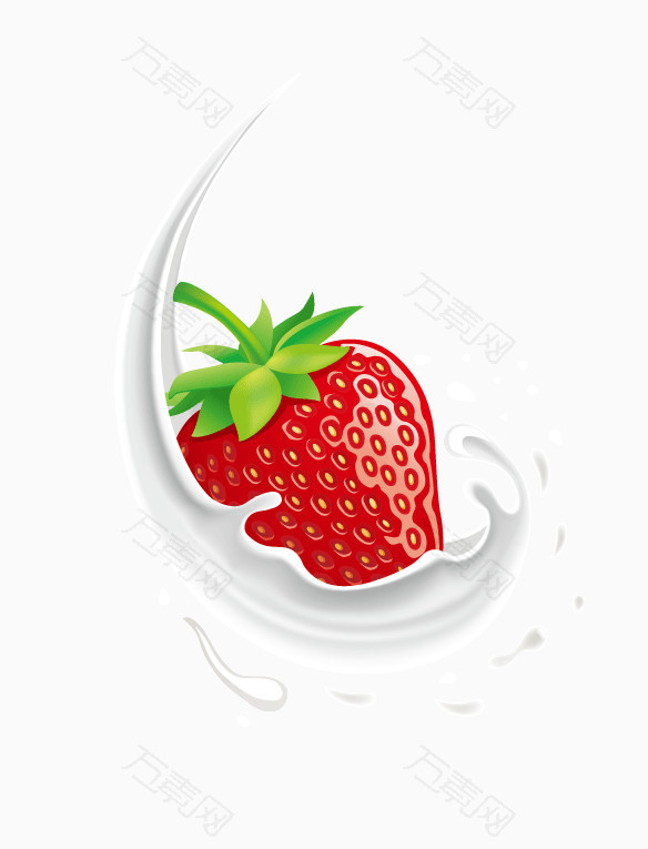牛奶草莓水果装矢量图