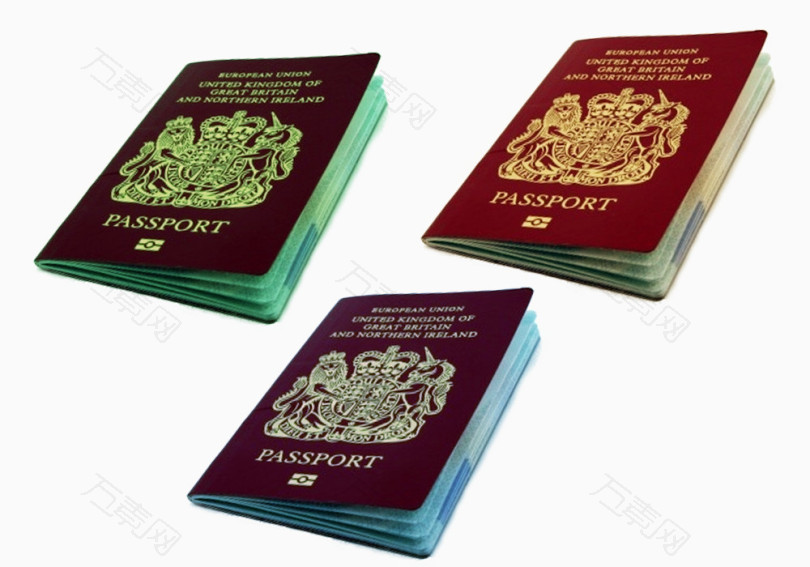 带有印花图案的英国护照素材