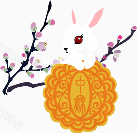 月饼白兔装饰元素