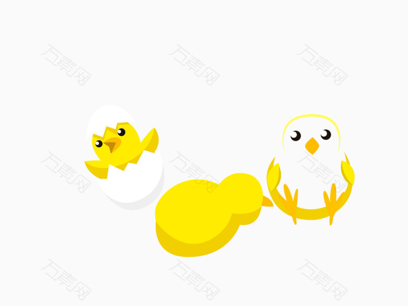 矢量黄色复活节泡沫小鸡