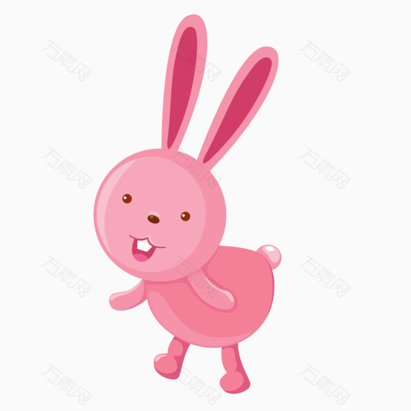 2023兔年生肖兔粉红色大牙兔子卡通