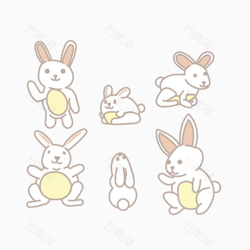 矢量图各种兔子的姿势