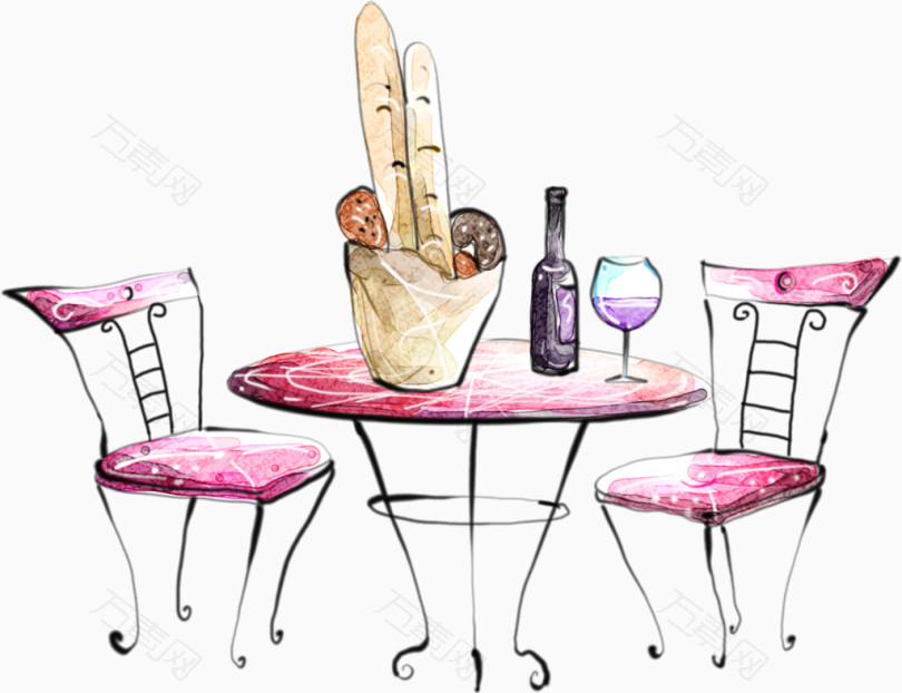 卡通手绘粉红桌子