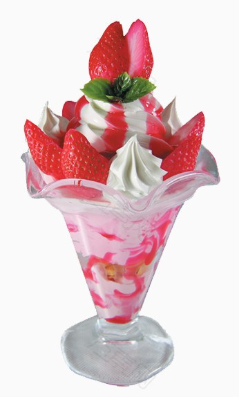 手绘冰淇淋素材饮料矢量图草莓冰淇淋甜筒