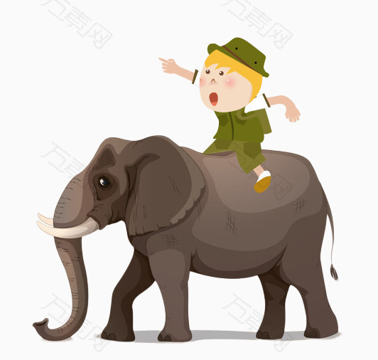男孩骑大象泰国旅游元素