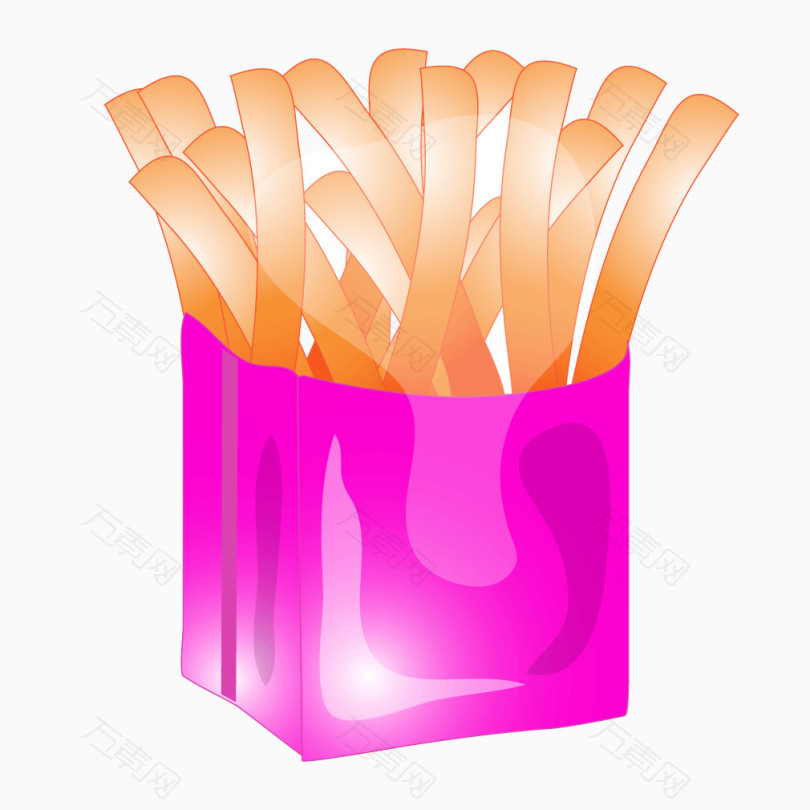 紫色质感薯条包装