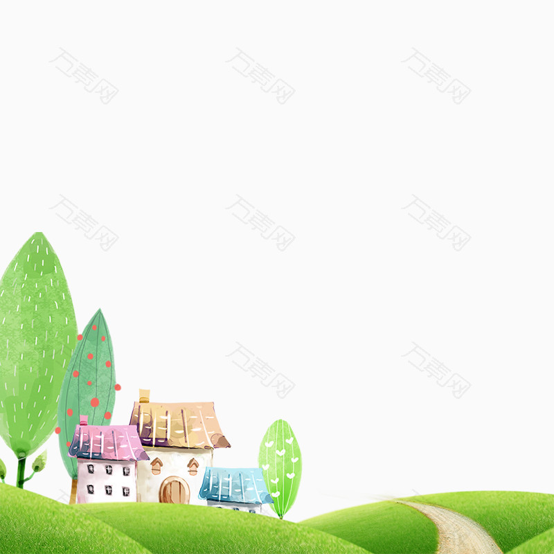 绿色清新村庄素材背景