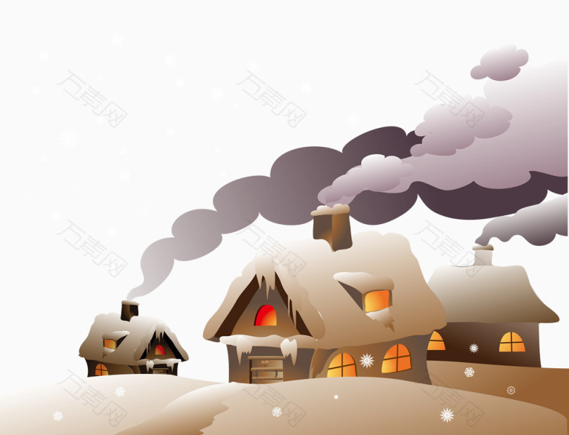 冬日里冒烟的雪屋