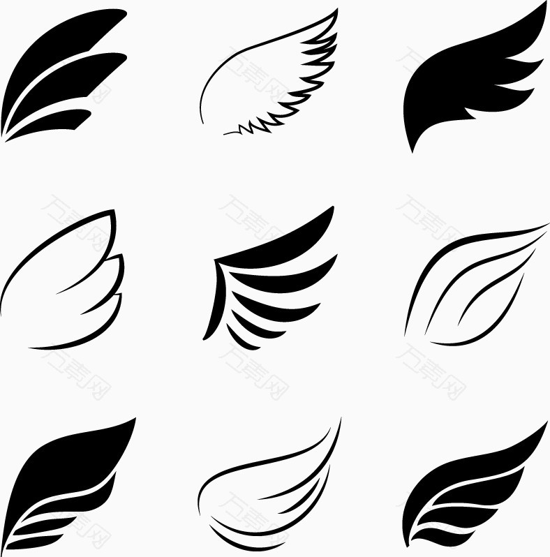 黑色翅膀logo元素