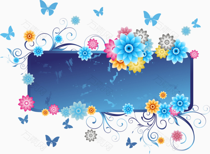 公告栏蓝色蝴蝶花朵