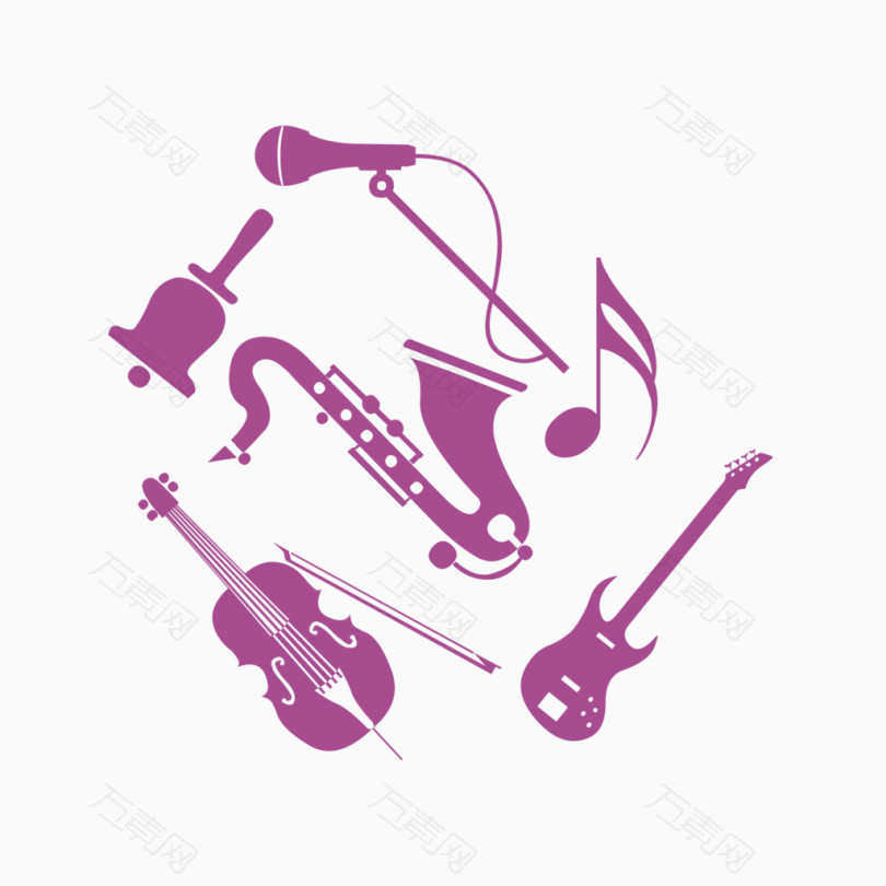 紫色时尚音乐教育乐器图案