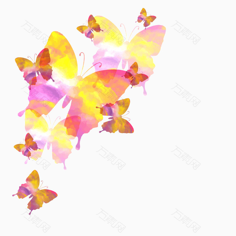 水彩渲染蝴蝶装饰矢量图
