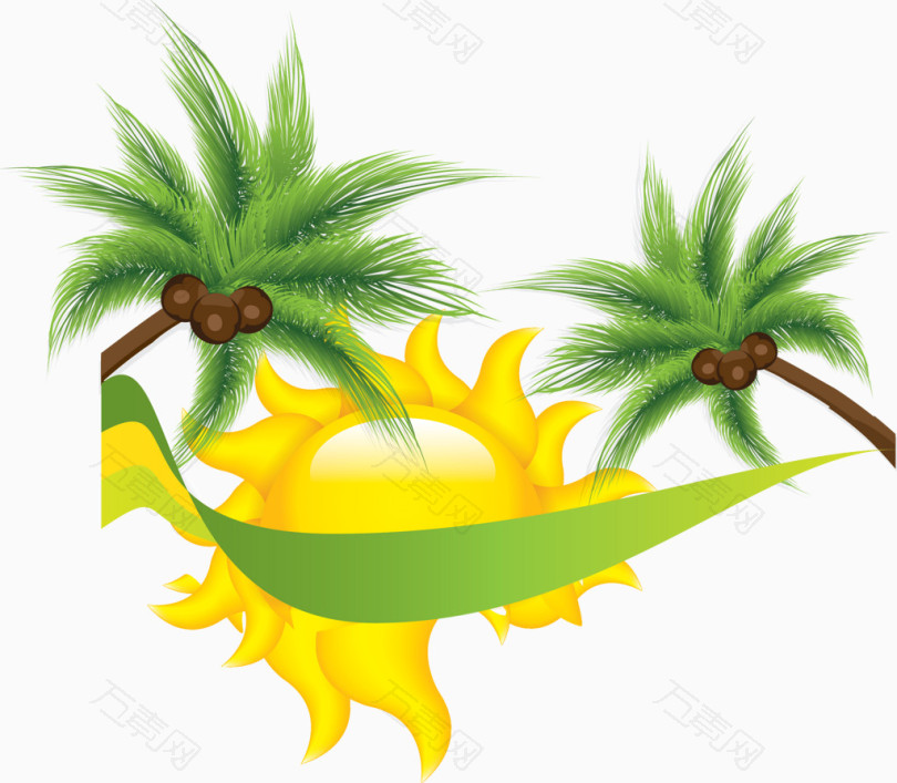 夏日椰子树背景装饰矢量图