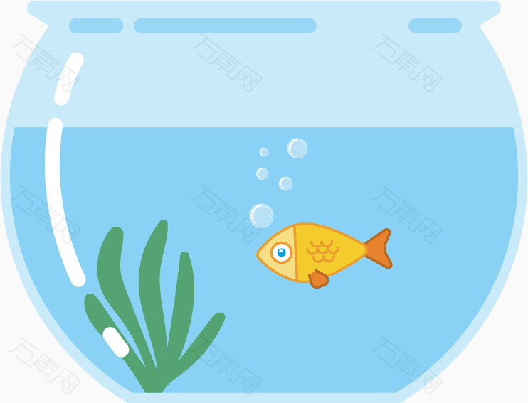 卡通盛着金鱼的鱼缸