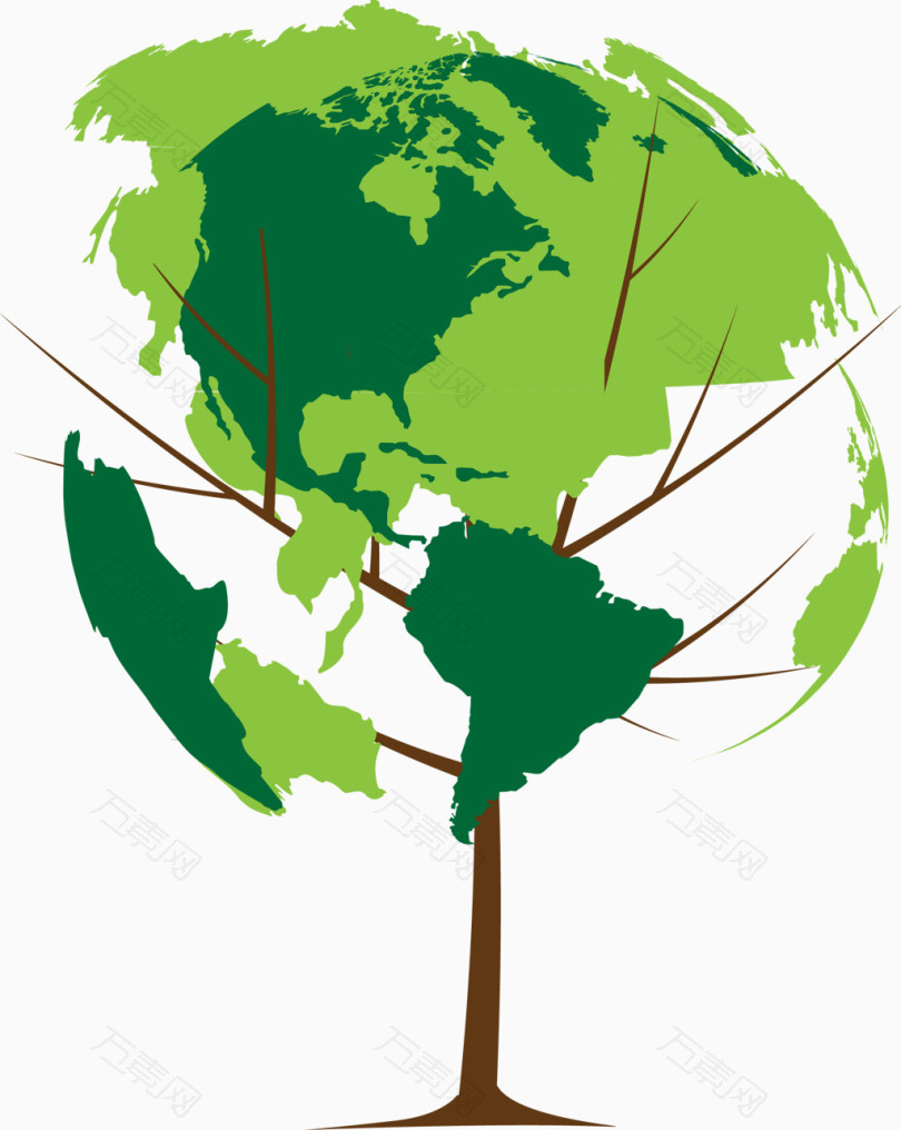 绿色地球树