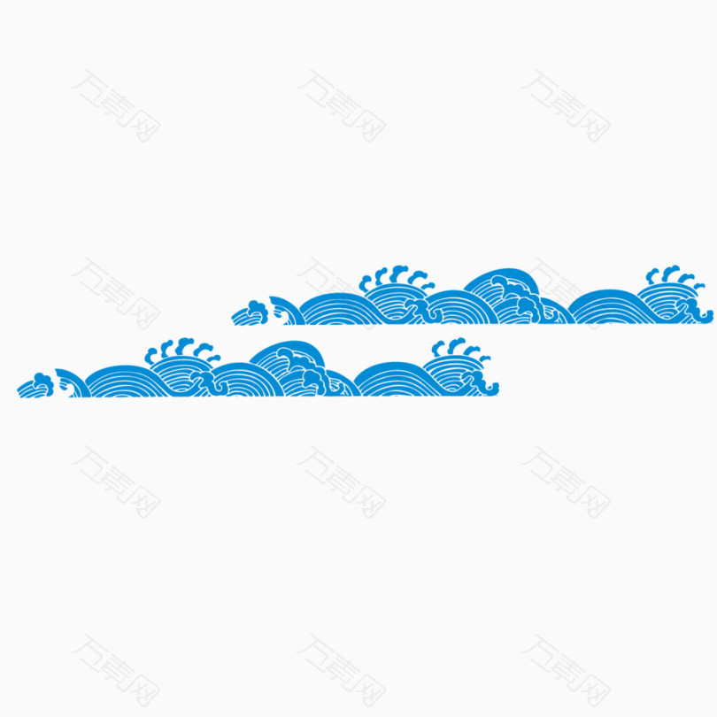 矢量海浪纹理蓝色中国风小浪花