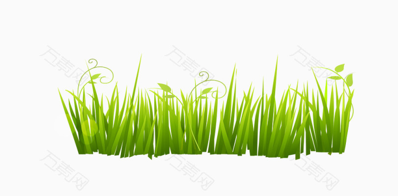 矢量绿色小草花边装饰春天来了