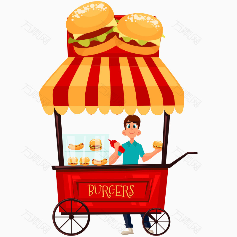 卡通食品路边摊外卖车汉堡