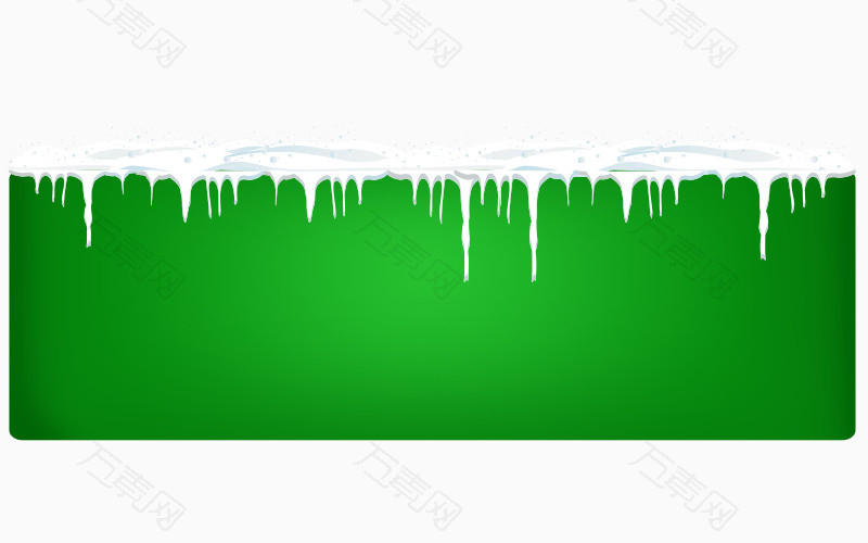 寒冷冬天雪地边框绿色长方形图形框