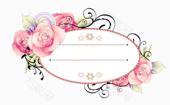 粉玫瑰圆形标签
