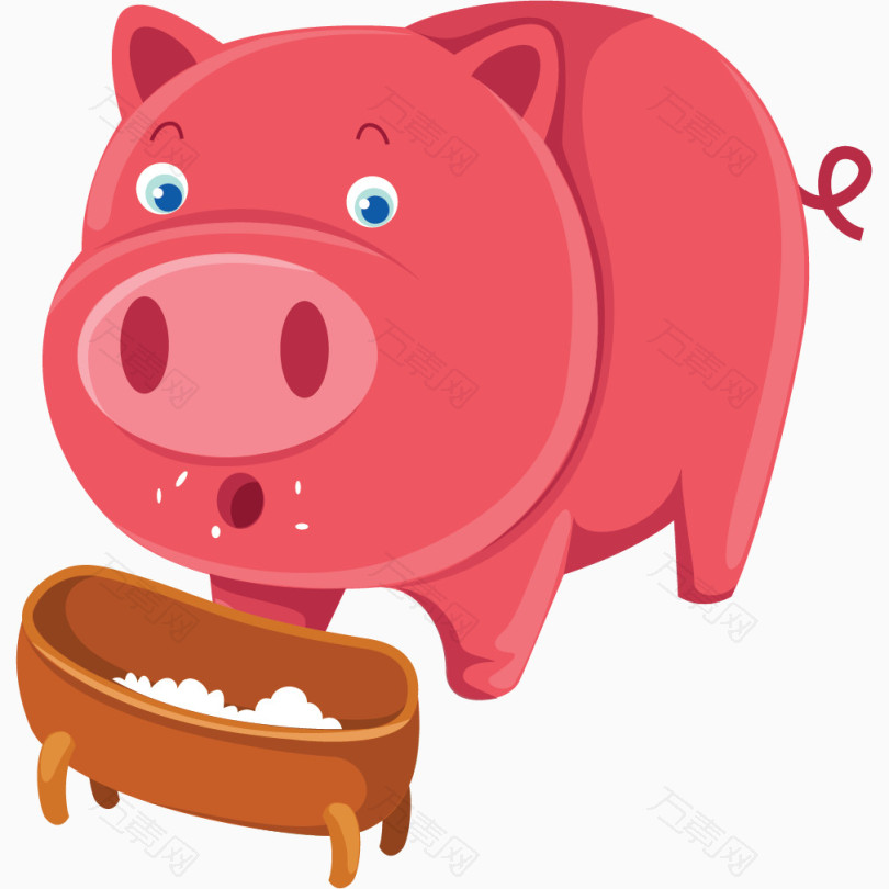卡通手绘可爱吃食的猪